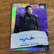 Ming-Na Wen Fennec Shand 2022 Topps Star Wars Galaxy Chrome PURPLE /50 AUTO #MNW picture