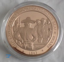 Texas Mier Expedition Prisoners Drawing Black Beans Vintage 1969 Bronze Medal picture