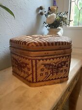 Woven Lidded Basket Butterfly Patter  7”T picture