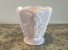 Vintage Jeannette Napco Paneled Light Pink Milk Glass Footed Vase/Planter picture