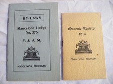 ( 2 ) Nice Antique MASONIC BOOKLETS  1916 Registry & 1924 By - Laws Mancelona MI picture