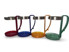 Vintage MCM Atomic Space Age Rainbow Drink Holders Dopamine Decor Barware Set 4 picture