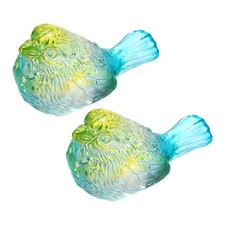2Pcs 2.8Inch Small Glass Birds Figurines for Home Decor, Yellow-Green picture