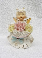 Vtg JULY Lefton Water Lily RUBY 489 Girl Birthday Angel picture