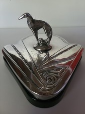 1930s Weidlich Bros Art Deco Borzoi Dog Silverplate Black Glass Dresser Box... picture