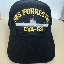U.S. NAVY USS FORRESTAL CVA-59 TRUCK HAT BASEBALL CAP IN BLACK picture