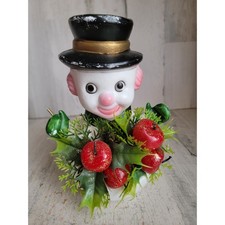 Vintage Florabelle snowman Flowers Blow Mold Xmas centerpiece Apple Home picture