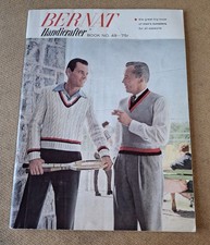 Vintage 1956 BERNAT HANDICRAFTER BOOK NO. 49 Men's Sweater Pattern Instructions picture