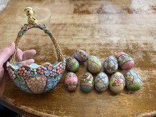 Retired Jim Shore Set of 10 Easter Egg Chick Biddie Basket #4009215 Decoration picture
