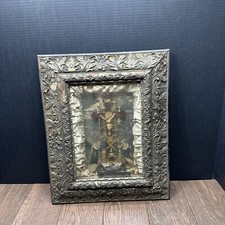 Antique Shadow Box Jesus Crucifix Thy Kingdom Come 1877 The Passion Wall Art picture