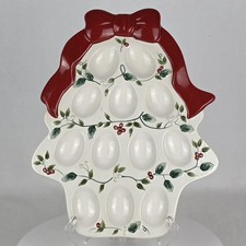 Holiday Discontd Pfaltzgraff Winterberry Deviled Egg Serving Plate 12.5