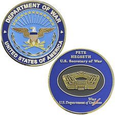 BL10-6 Secretary of War Pete Hegseth Challenge Coin honoring Midnight Hammer Dep picture