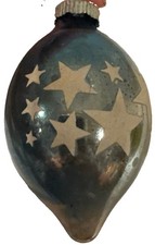 Vintage Shiny Brite Star Stencils Ombre Teardrop Blue Glass Christmas Ornament picture
