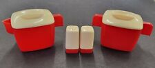 Vintage Federal Tool Corp Red Sugar Bowl & Creamer Salt & Pepper Shakers set picture