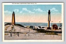 Cape Henry VA-Virginia, Old And New Lighthouses, Antique, Vintage Postcard picture
