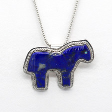 NAVAJO-STERLING SILVER & LAPIS HORSE PENDANT by MARVIN PINTO-NATIVE AMERICAN picture