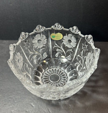 VTG Westminster Germany Etched Flowers Lead Crystal Bowl 7.5