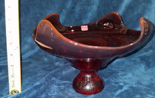 Vtg Viking Art Glass Ruby Red Hand Made Footed Centerpiece Bowl picture