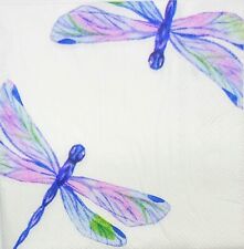 TWO Individual Paper Cocktail Decoupage Napkins - 2036 Dragonflies In Flight picture