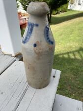 Antique Large J C Stoneware Beer Bottle Post Poughkeepsie NY 1850s picture