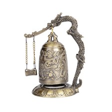 Asian Brass Dragon Gong Mini Desk Gong Meditation Bell Buddhist Gift Decor picture