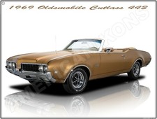 1969 Oldsmobile Cutlass 442 Convertible New Metal Sign Fully Restored Large Size picture