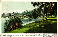 1904 Along the Border of West Lake Park Los Angeles California Antique Postcard picture