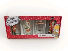 The Simpsons Christmas Pint Glasses 4-Pack Homer Santa Claus Collectable 2011 picture