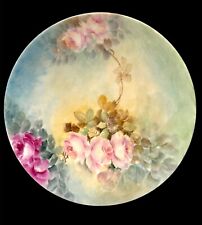 Antique Jean Pouyat Limoges J.P.L. Plate Hand Painted Tea Roses picture