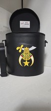 MASONIC SHRINER BLACK FEZ CASE WITH SRINE LOGO EMBROIDERY, NOBLE FEZ CASE picture