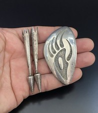 Bernard Dawahoya Hopi VTG Native American Sterling Bear Claw Design Bolo Tie picture