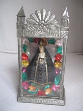 Vintage Mexican Folk Art Tin Shrine  