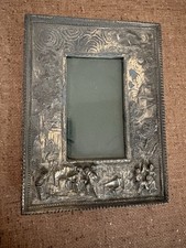 Ornate Embossed Silver Plate Photo Frame Repoussé Art Nouveau Rural Pastoral picture