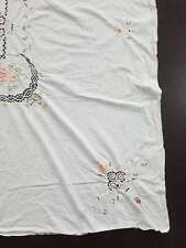 Vintage Cream Madeira Embroidered Cutwork Table Cloth 240x158cm picture