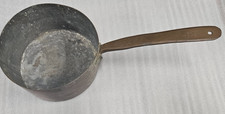 Antique French 8 in Diameter x 4.5 in High Copper Pan Long Copper Handle picture