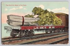 Postcard Exaggeration Railroad Train Carrying Celery Kind We Raise Vintage 1917 picture