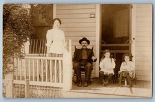 c1910's Family Children Baby Doll Toy House Porch RPPC Photo Antique Postcard picture