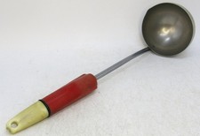 Vintage 1950's Red & Beige Handled Stainless Steel Ladle. picture