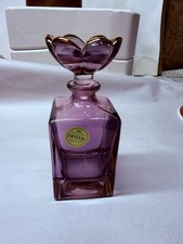 SC Italian Lead Crystal Purple Amethyst Perfume Bottle w/ Flower Stopper picture