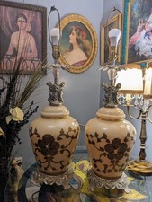 Vintage 1940s-1970s Accurate Casting Co Hollywood Regency ginger jarlamps picture