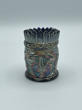 Vintage Iridescent Carnival Glass Indian Chief Head Toothpick Holder picture