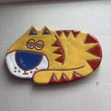 Showkitty Pottery Turquoise Cat Spoon Rest EUC picture