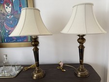 Pair 1970s Bill Blass Studio Heavy Brass Table Lamps | Signed Hollywood Regency. picture