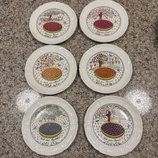 Vtg Gien France Les Tartes Fruits Canapé Cocktail Side Plates 6.25” Lot Of 6 picture