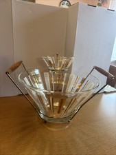 Vintage MCM Art Deco Chip and Dip Heavy Glass Set Anchor Hocking Atomic picture