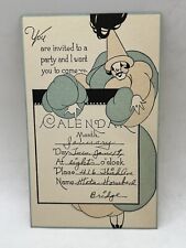 Vintage Buzza Art Deco Invitation Clown 1920s/1930s Vintage Antique Party Card picture