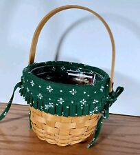 Longaberger Small Fruit Basket W/ Green Heritage Liner And Protector 1999 6.5 