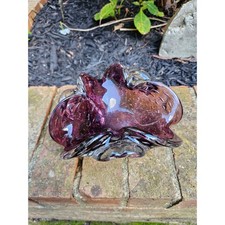 Vintage Murano Amethyst Bullicante Art Glass Ashtray w/ Controlled Bubbles picture
