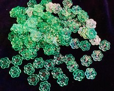(100) Vtg.-DECORATIVE-GREEN & CLEAR BUTTONS~.75”-Sewing~Button Lovers-Jewelry picture