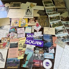 Vintage Paper Ephemera Lot Brochures Personal Memorabilia Greeting Cards Prints picture